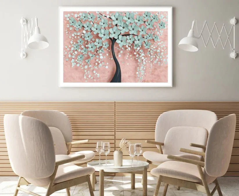 Blue Flower Tree 3D Design Home Decor Premium Quality Poster Print Choose Your Sizes