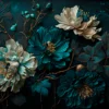 Painted Flowers Dark Moody Glass Framed Wall Art, Ready to Hang Quality Print - Image 2