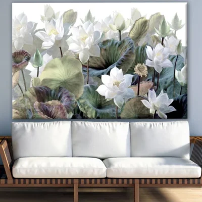 Flowers in Pond Painting Print 100% Australian Made