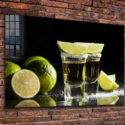 Tequila Shots & Lemons Print Tempered Glass Wall Art 100% Made in Australia Ready to Hang