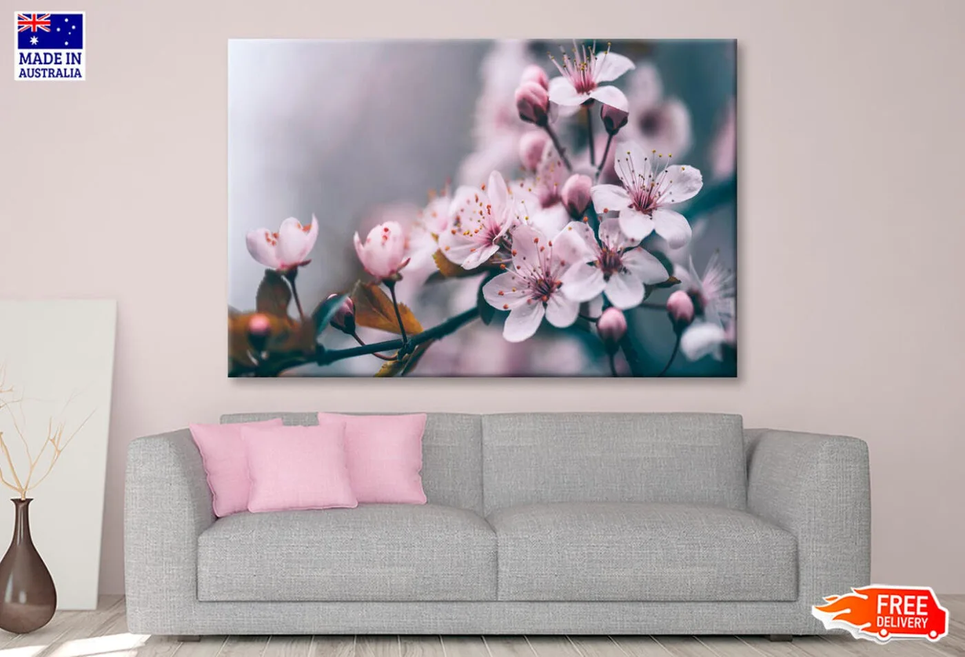 Macro Cherry Blossom Tree Branch Wall Art Decor 100% Australian Made - Image 2