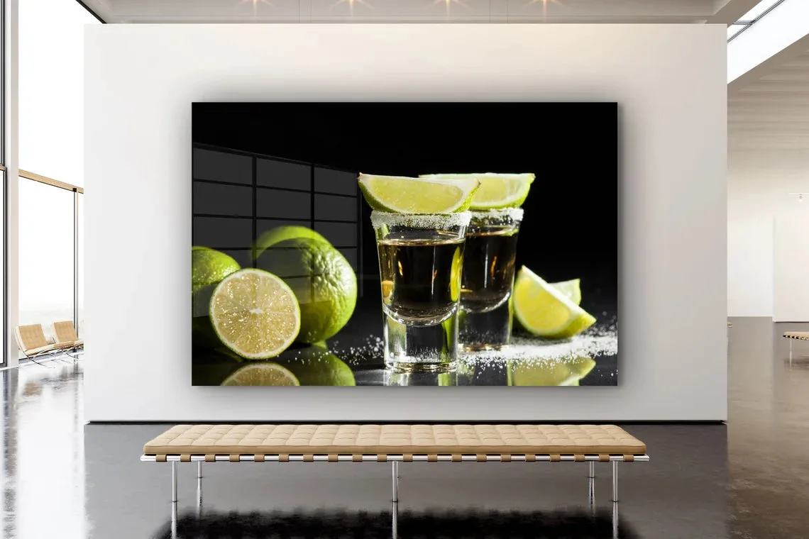 Tequila Shots & Lemons Print Tempered Glass Wall Art 100% Made in Australia Ready to Hang - Image 2