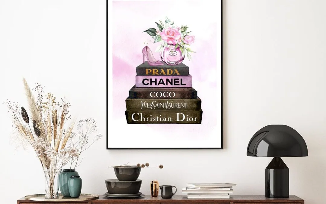 Pink Perfume On Book set Design Home Decor Premium Quality Poster Print Choose Your Sizes