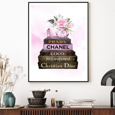 Pink Perfume On Book set Design Home Decor Premium Quality Poster Print Choose Your Sizes