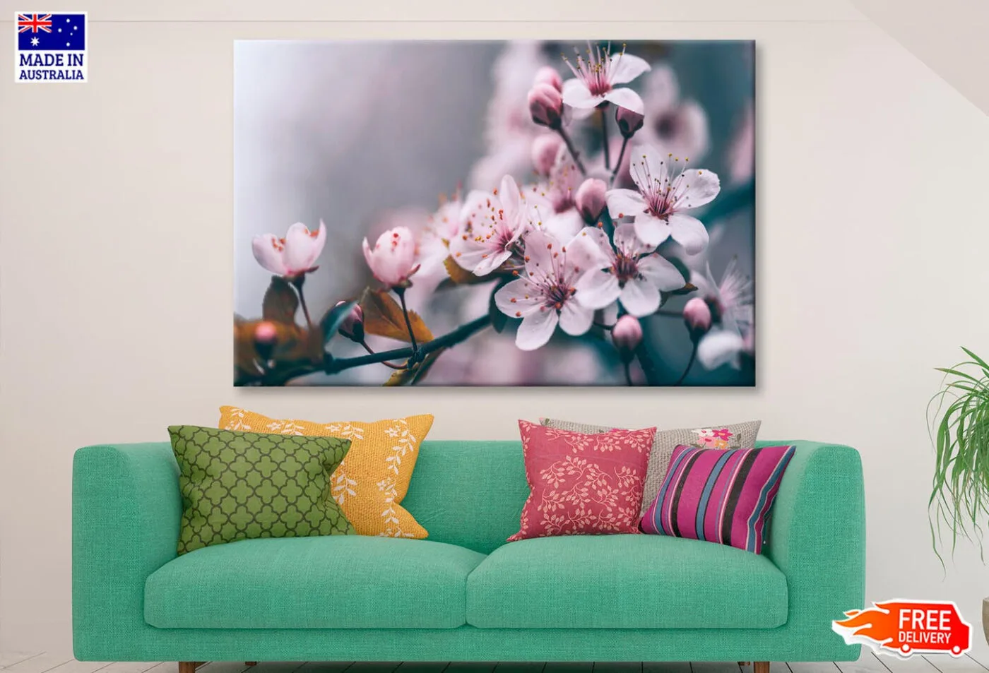 Macro Cherry Blossom Tree Branch Wall Art Decor 100% Australian Made
