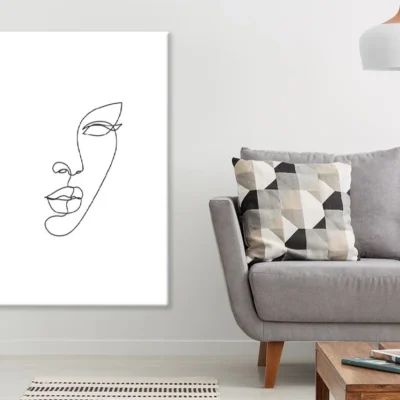 Woman Face B&W Line Art Design Print 100% Australian Made