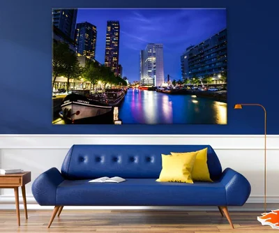 Rotterdam City Night View Netherlands Print 100% Australian Made