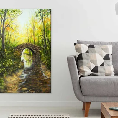 Forest Lake with Bridge Spring Print 100% Australian Made