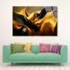 Black And Gold Waves Abstract Acrylic Glass Print Tempered Glass Wall Art 100% Made in Australia Ready to Hang - Image 2