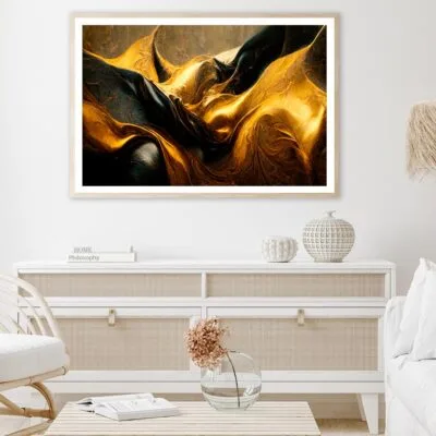 Black And Gold Waves Abstract Home Décor Premium Quality Poster Print Choose Your Sizes