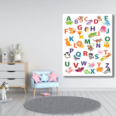 ABCD and Animal Kids Art Print 100% Australian Made