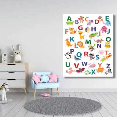 ABCD and Animal Kids Art Print 100% Australian Made