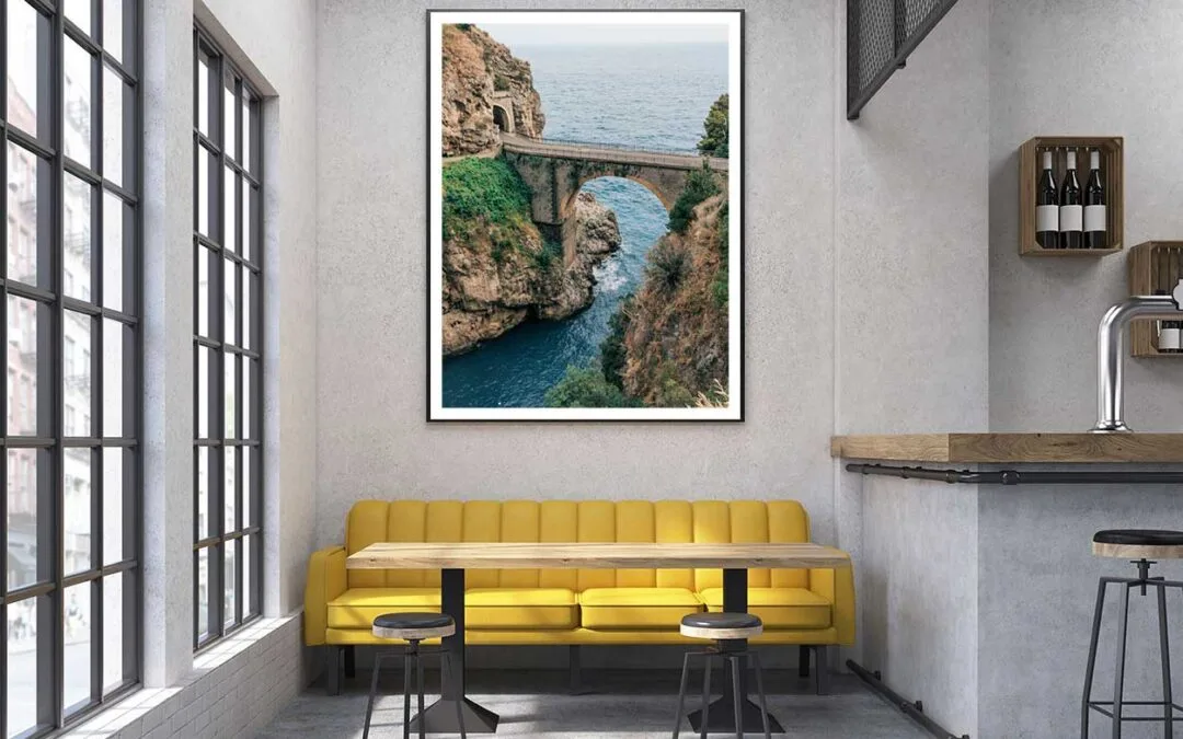 Old Stone Bridge & Sea Photograph in Italy Home Decor Premium Quality Poster Print Choose Your Sizes