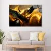 Black And Gold Waves Abstract Acrylic Glass Print Tempered Glass Wall Art 100% Made in Australia Ready to Hang - Image 3