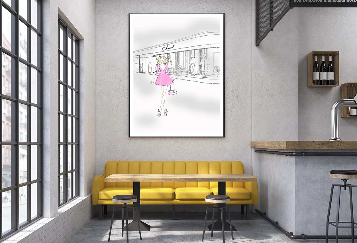 Pink Girl With Elegant Fashion Store Design Home Decor Premium Quality Poster Print Choose Your Sizes - Image 2
