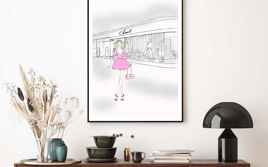 Pink Girl With Elegant Fashion Store Design Home Decor Premium Quality Poster Print Choose Your Sizes