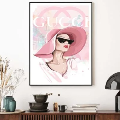 Lady With Pink Hat Fashion Store Art Design Home Decor Premium Quality Poster Print Choose Your Sizes