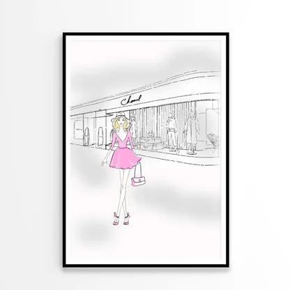 Pink Girl With Elegant Fashion Store Design Home Decor Premium Quality Poster Print Choose Your Sizes - Image 3