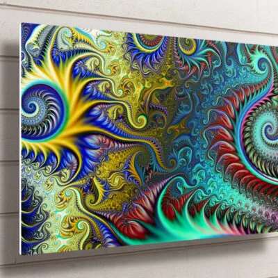 Abstract Yellow Fractal Art UV Direct Aluminum Print Australian Made Quality