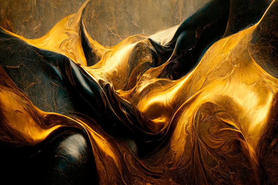 Black And Gold Waves Abstract Acrylic Glass Print Tempered Glass Wall Art 100% Made in Australia Ready to Hang - Image 5