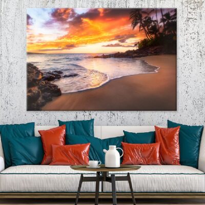 Sea & Palm Trees Sunset View Photograph Print 100% Australian Made