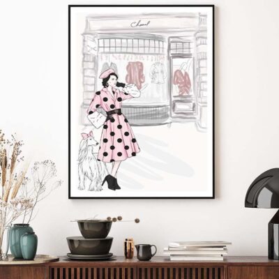 Pink Lady With Her Dog Fashion Art Design Home Decor Premium Quality Poster Print Choose Your Sizes