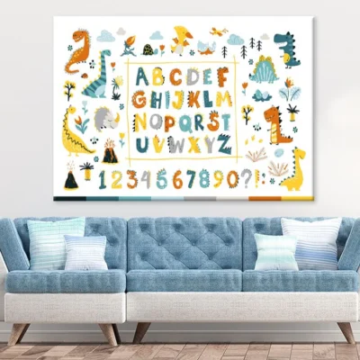 Alphabet with Numbers & Animals Vector Art Nursery & Kids Print 100% Australian Made