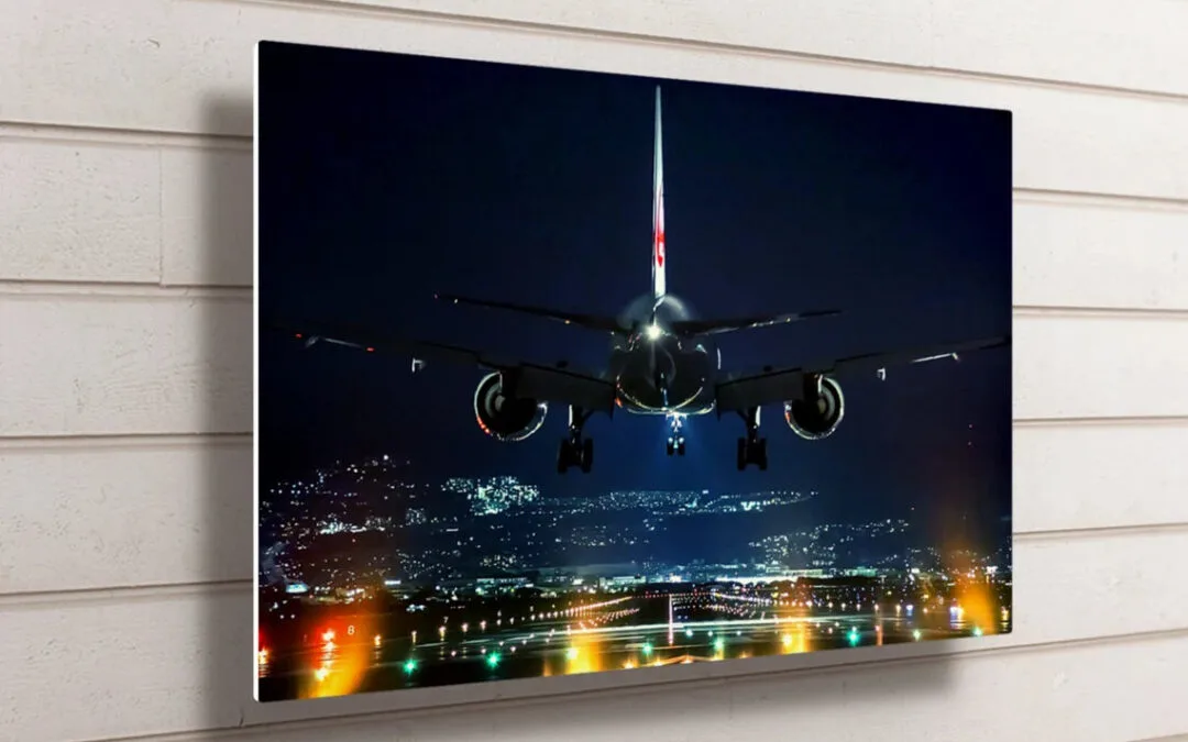 Aircraft Night Flight UV Direct Aluminum Print Australian Made Quality