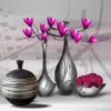 Panoramic Canvas Pink & Orange Flower Vase Digital Art Design High Quality 100% Australian Made Wall Canvas Print Ready to Hang - Image 2