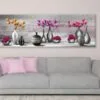 Panoramic Canvas Pink & Orange Flower Vase Digital Art Design High Quality 100% Australian Made Wall Canvas Print Ready to Hang