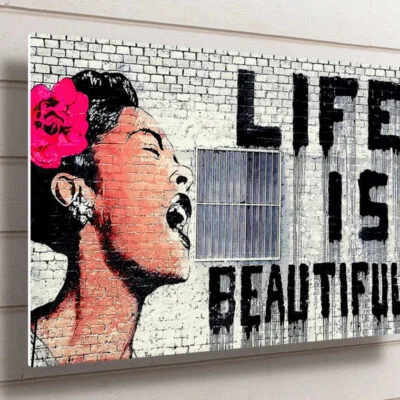 Banksy, Life Is Beautiful UV Direct Aluminum Print Australian Made Quality