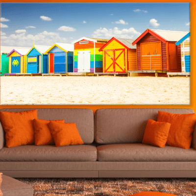 Colourful Beach Houses In a Raw Print 100% Australian Made