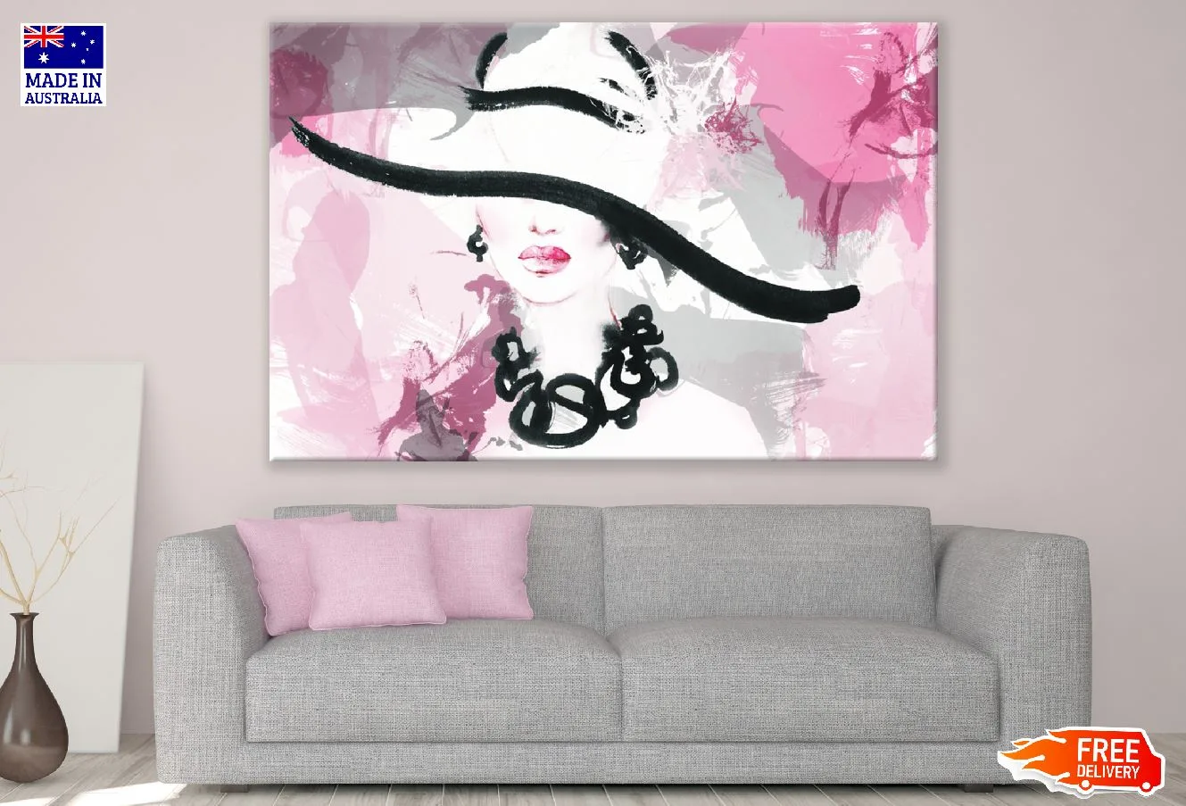 Woman with Hat Abstract Painting Print 100% Australian Made - Image 2