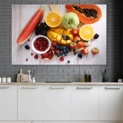 Healthy Fresh Mixed Fruits on Table Photograph Print 100% Australian Made