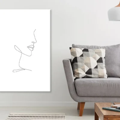Woman Face B&W Line Art Design Print 100% Australian Made