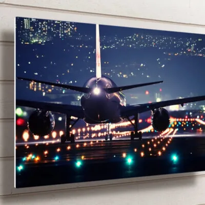 Aircraft Night Flight View UV Direct Aluminum Print Australian Made Quality
