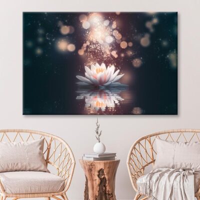 White Flower Floating in The Water with Sparkles Wall Art Decor 100% Australian Made