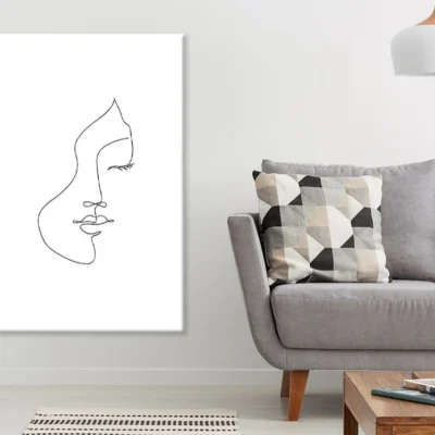 Woman Face B&W Line Art Design Print 100% Australian Made