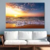 Beautiful Golden Sunset Over the Beach Wall Art Decor 100% Australian Made