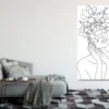 Flowers & Woman Face B&W Line Art Design Print 100% Australian Made - Image 2