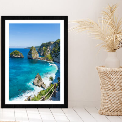 Nusa Penida View Photograph Bali Indonesia Glass Framed Wall Art, Ready to Hang Quality Print