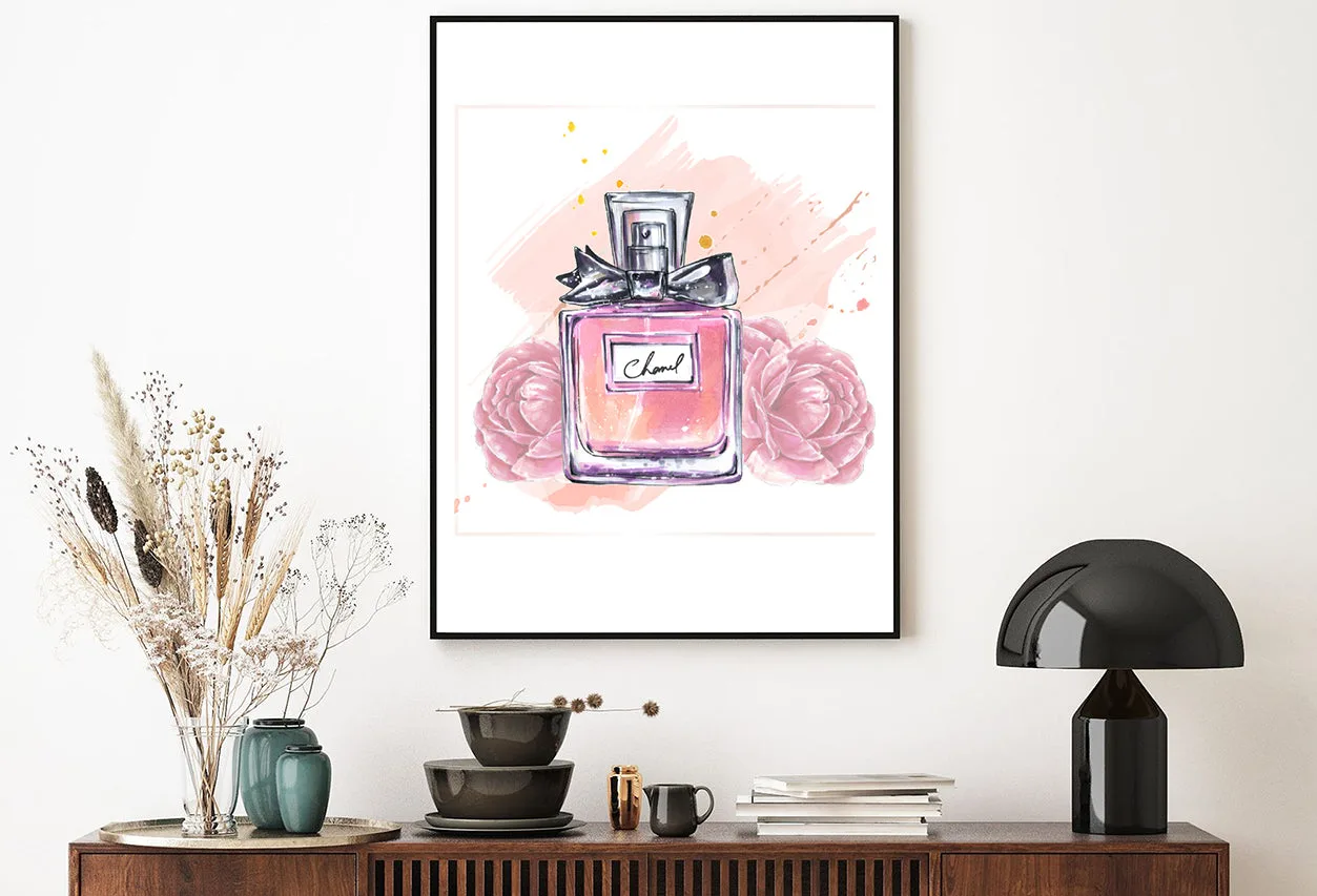 Pink Roses and Perfume Bottle Print 100% Australian Made - Image 2