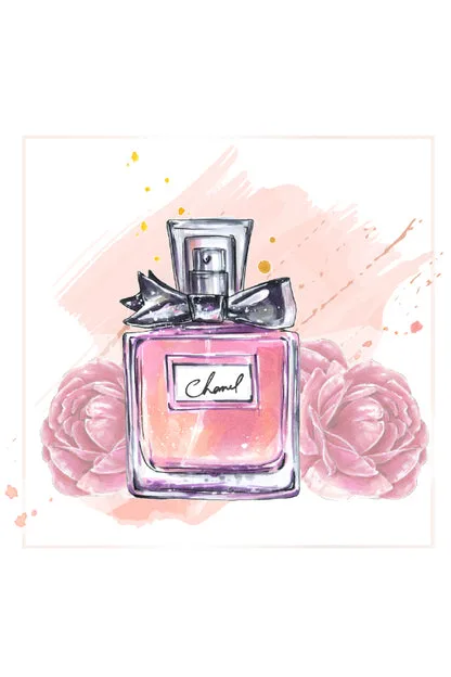 Pink Roses and Perfume Bottle Print 100% Australian Made - Image 3