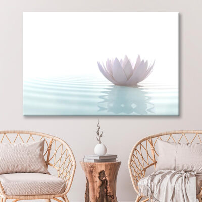 White Lotus Flower on Water Wall Art Decor 100% Australian Made