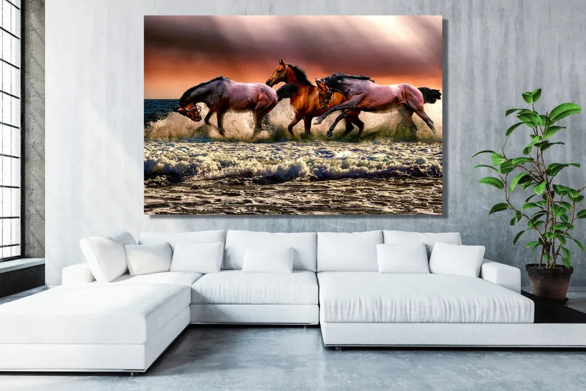 Horses In Ocean UV Direct Aluminum Print Australian Made Quality - Image 2