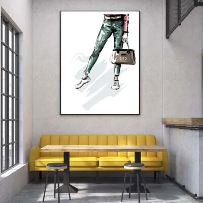 Stylish Sneakers with Luxury Handbag Design Home Decor Premium Quality Poster Print Choose Your Size
