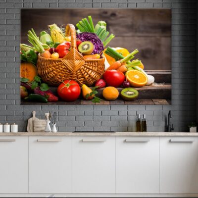 Fruit & Vegetable on Basket Closeup Photograph Print 100% Australian Made