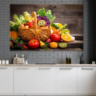 Fruit & Vegetable on Basket Closeup Photograph Print 100% Australian Made