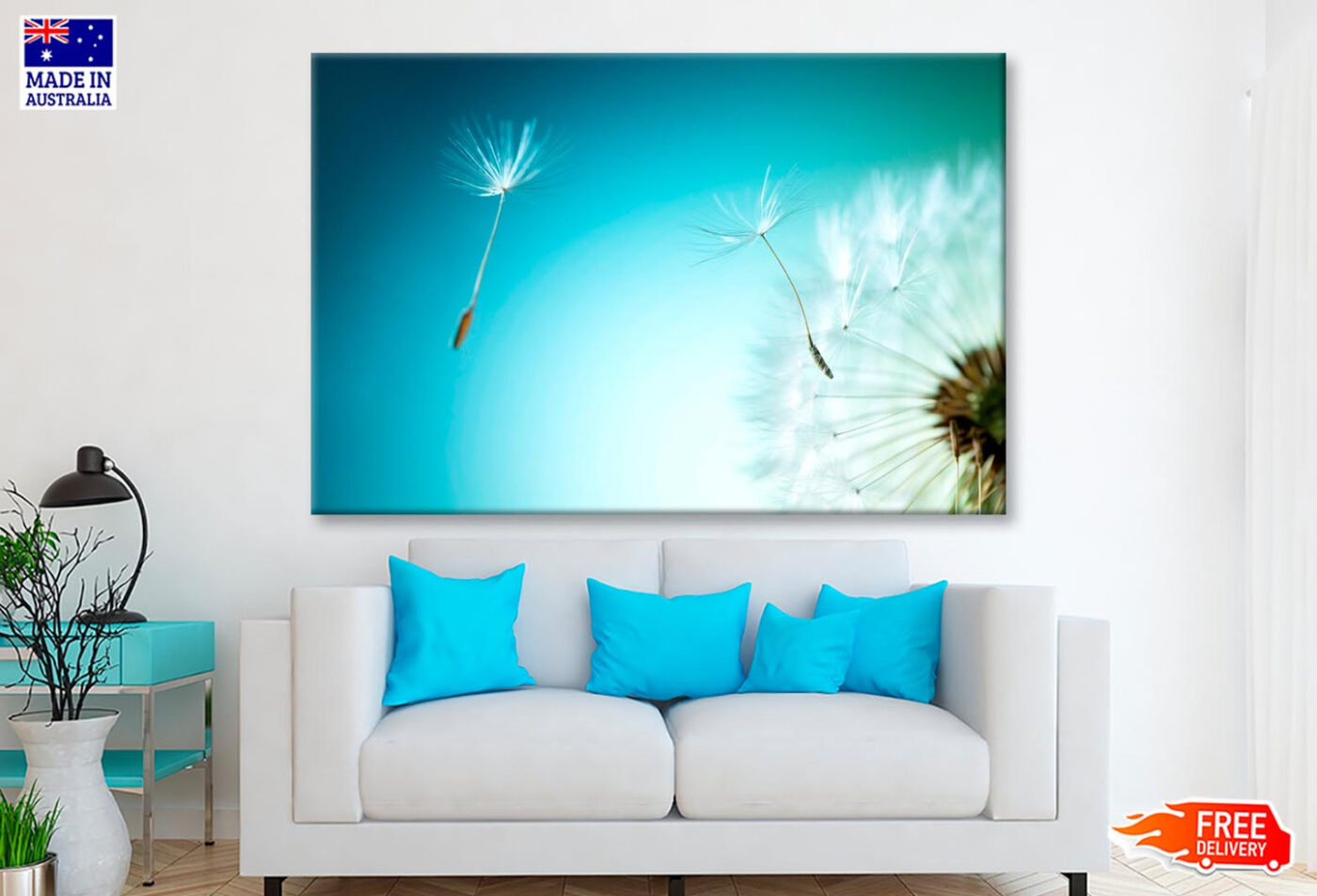 Dandelion Blowing in The Wind with A Blue Sky Wall Art Decor 100% Australian Made - Image 2