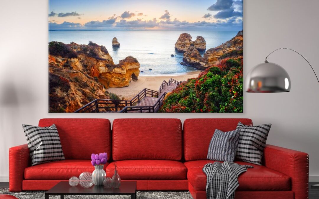 Stunning Beach with Mountain View Painting Print 100% Australian Made
